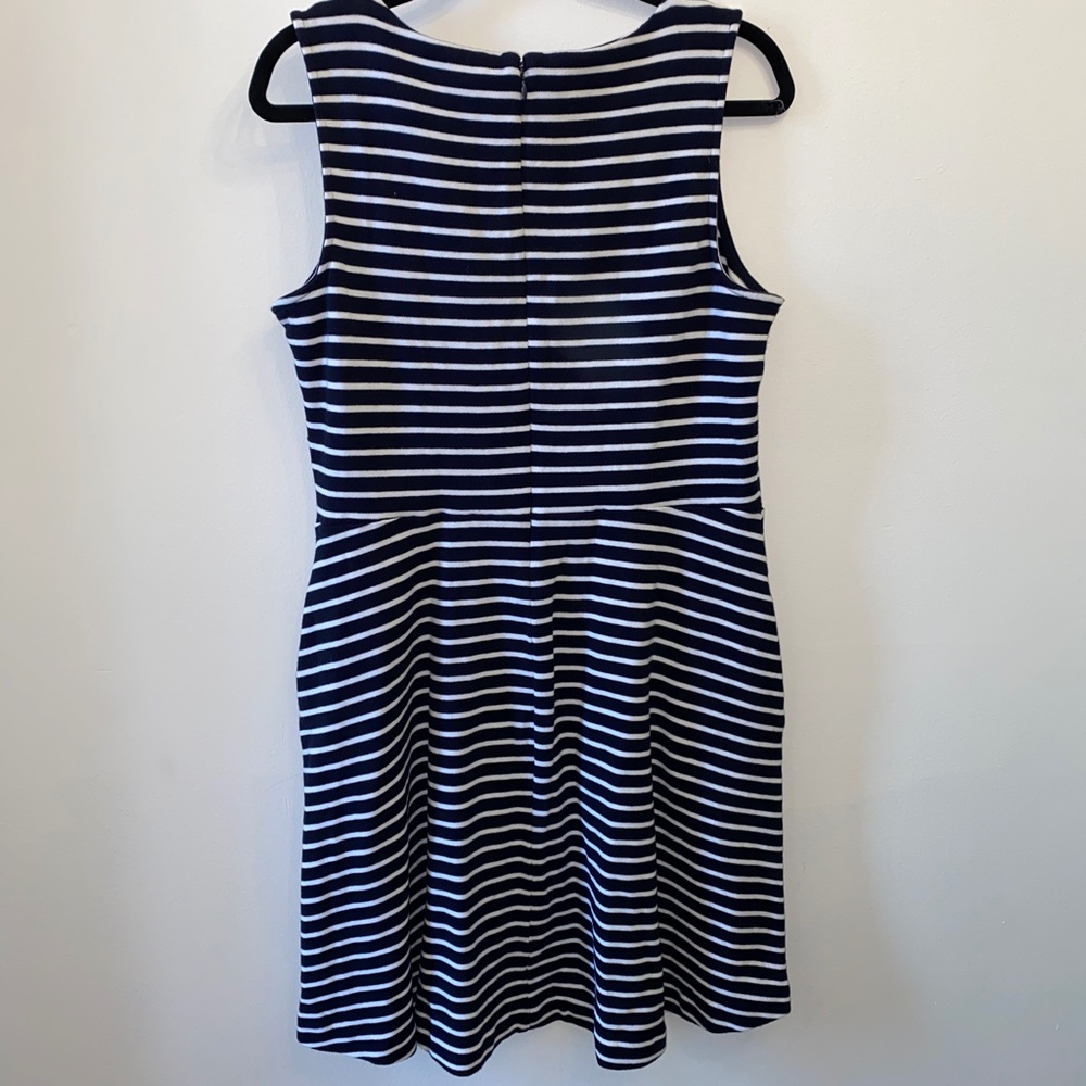 Talbots Navy/White striped sleeveless dress with pockets - Picture 4 of 6